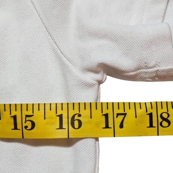 White Cotton Blend Polo Shirt 97% Cotton 3% Elastane Made In Turkey Button Detai - Picture 12 of 14